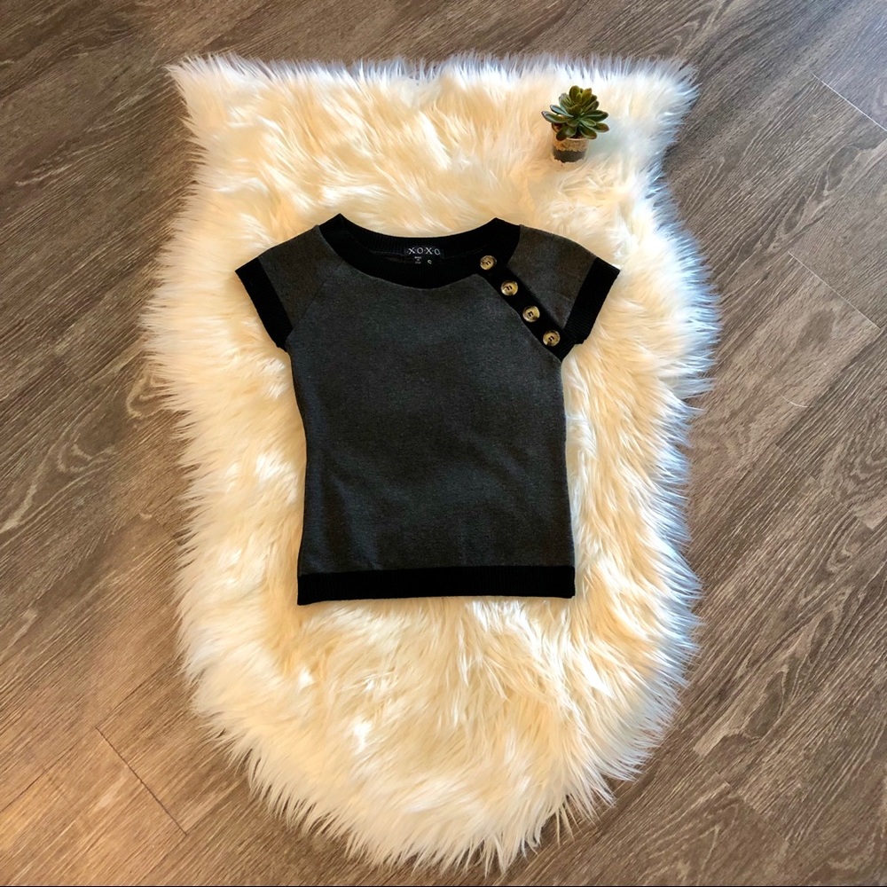 XOXO black&dark gray sweater style shirt w/buttons